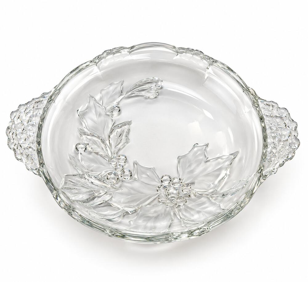 Vintage Mikasa Poinsettia Christmas Glass Serving Dish